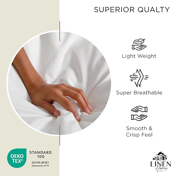 Linen Home 100% Cotton Percale 1 Flat Sheet, Full Size - Image 5