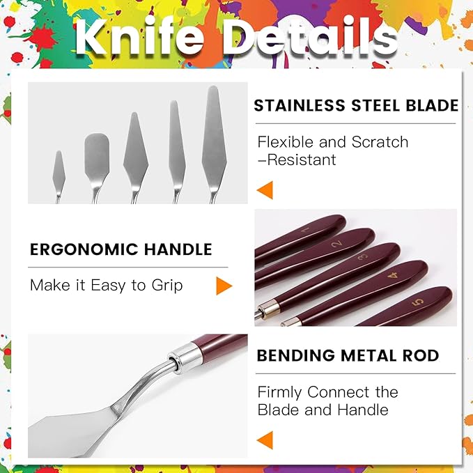 10PCS Palette Knife, Stainless Steel Painting Knife Set, Flexible Spatula - Image 2