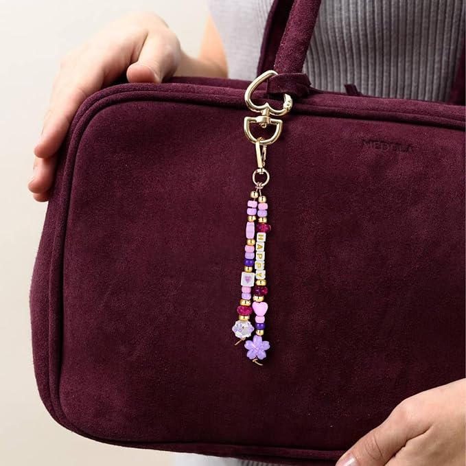 HolidayQbee DIY Bead Keychain Making Kit Beads-421PCS Beaded Bag Charm Making - Image 5