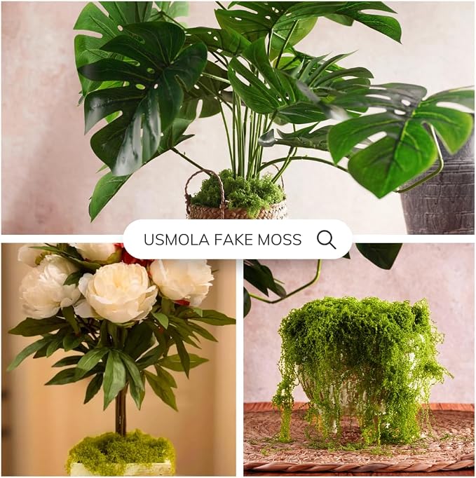 USMOLA Fake Moss for Potted Plants Indoor, 7OZ Green Moss for Crafts - Image 9
