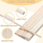 Yulejo 215 Pieces Balsa Wood Sticks Wooden Dowel Rods Square Hardwood - Image 2