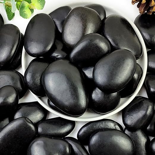 YISZM 10lbs Black Pebbles for Plants, 2-3 Inch High Polished Natural Large by YISZM-ForYourNaturalLife