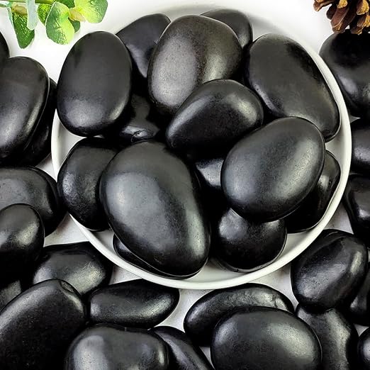 YISZM 5lbs Black Pebbles for Plants, 2-3 Inch High Polished Natural Large River by YISZM-ForYourNaturalLife