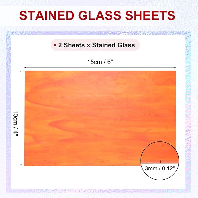 PATIKIL 4 x 6 Inch Transparent Stained Glass Sheets, 2 Sheets Mosaic Glass - Image 2