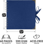 Bstorify Square Scrapbook Photo Albums 8 x 8 Inch Blue Hardcover - Image 2