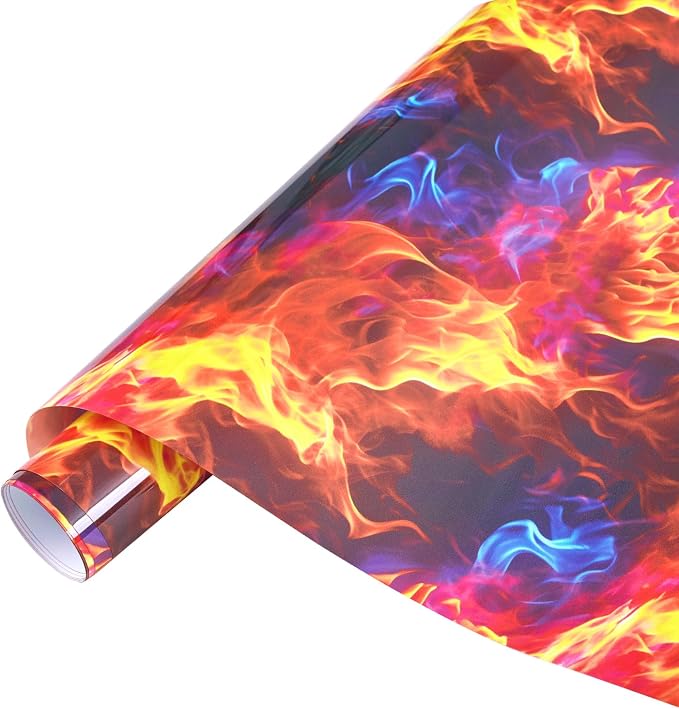 Tintnut Orange Blue Flame Heat Transfer Vinyl Roll, stretch washable, compatible by Tintnut