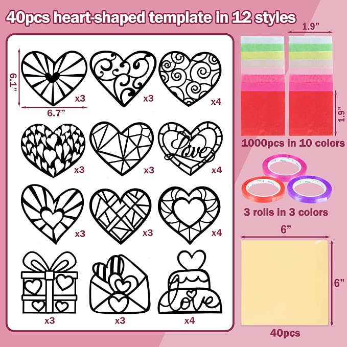 Renbuzhu 40PCS Valentines Day Crafts: Paper Heart Suncatchers, Christmas - Image 5