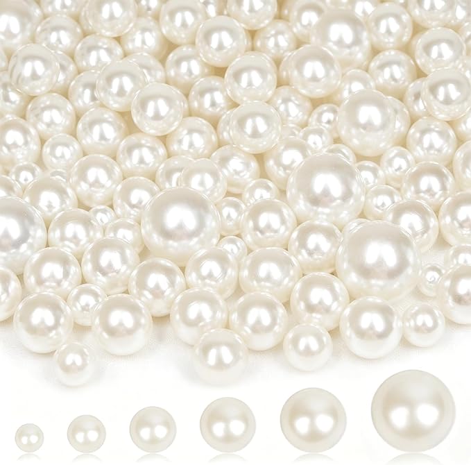 6000PCS Pearls for Crafting, Ivory No Hole Beads for Centerpieces Vases by Unknown