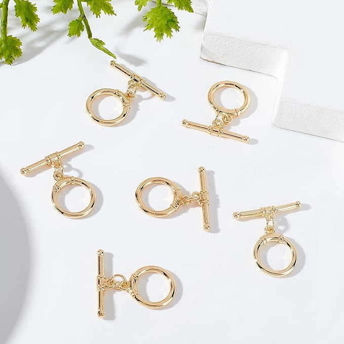 Beebeecraft 10 Sets 18K Gold Plated Toggle Jewelry Clasps Connectors Round Ring - Image 4