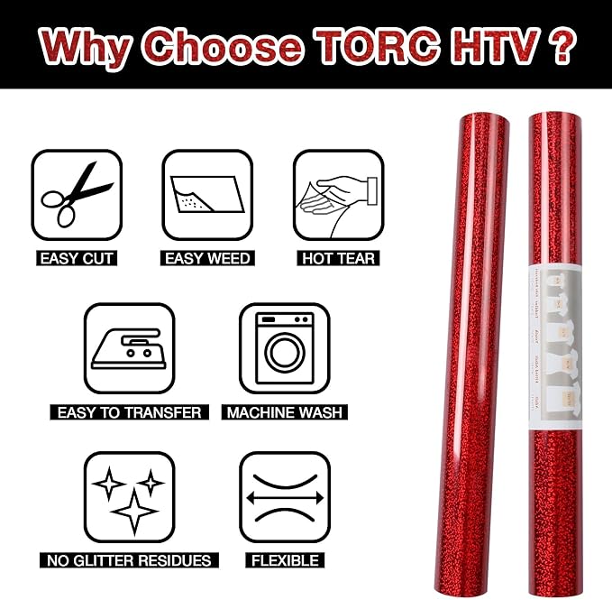 TORC Red Holographic HTV Heat Transfer Vinyl Roll 12 in x 5 ft Christmas - Image 2