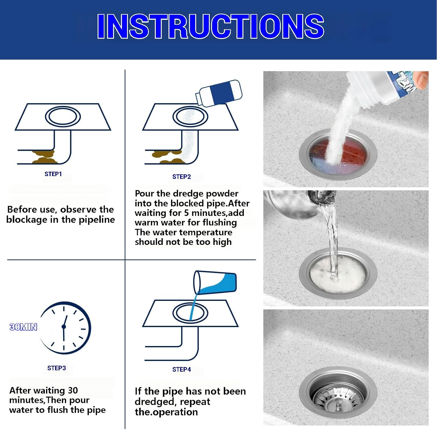 Wild Tornado Sink Drain Cleaner, Powerful Sink and Drain Cleaner Powder for Kitchen and Bathroom