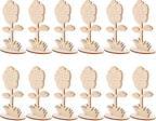 Toyvian 12Pcs Unfinished Wooden Flower Ornaments - Image 7