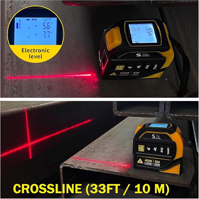 4-in-1 Laser Tape Measure with Laser Level Crosshairs |130ft/40m Laser - Image 4