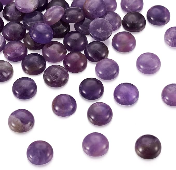 FASHEWELRY 50Pcs Natural Amethyst Cabochons Flat Back Gemstone Cabochons 12mm - Image 2