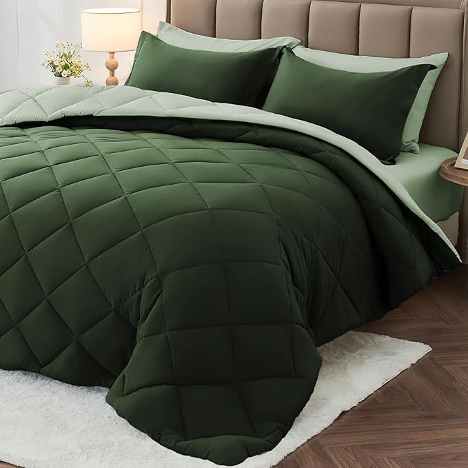 MUXHOMO 7 Pieces Queen Comforter Set, Reversible Bed in a Bag Queen Size by MUXHOMO