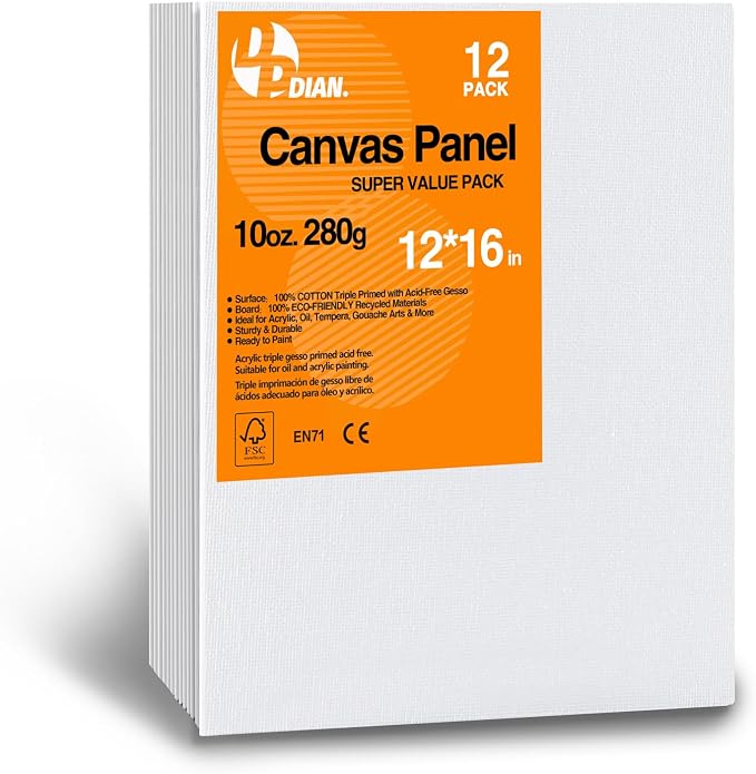 Canvas Boards for Painting 12x16 Inch, Watercolor by DPDIAN