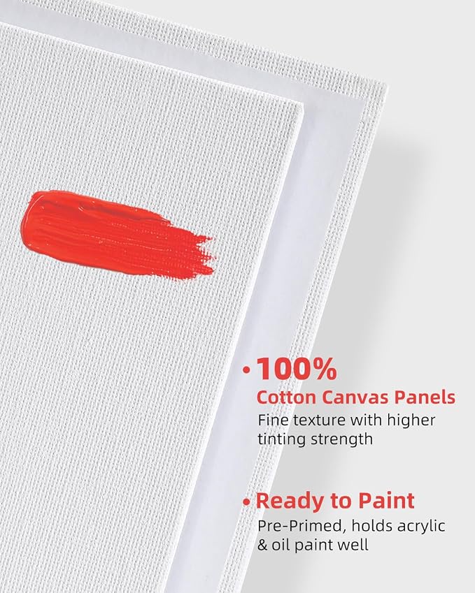 Simetufy 24 Pack 9x12 inch Flat Canvas Boards - Image 2
