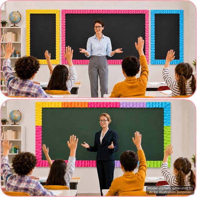 6 Rolls 40 Ft Ruffled Bulletin Board Borders Back to School Classroom Decor - Image 7