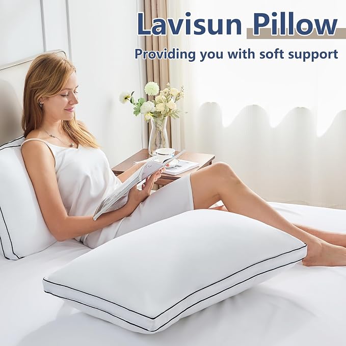 CozyLux Pillows King Size Set of 4, Soft and Supportive 3D Down Alternative Bed - Image 9