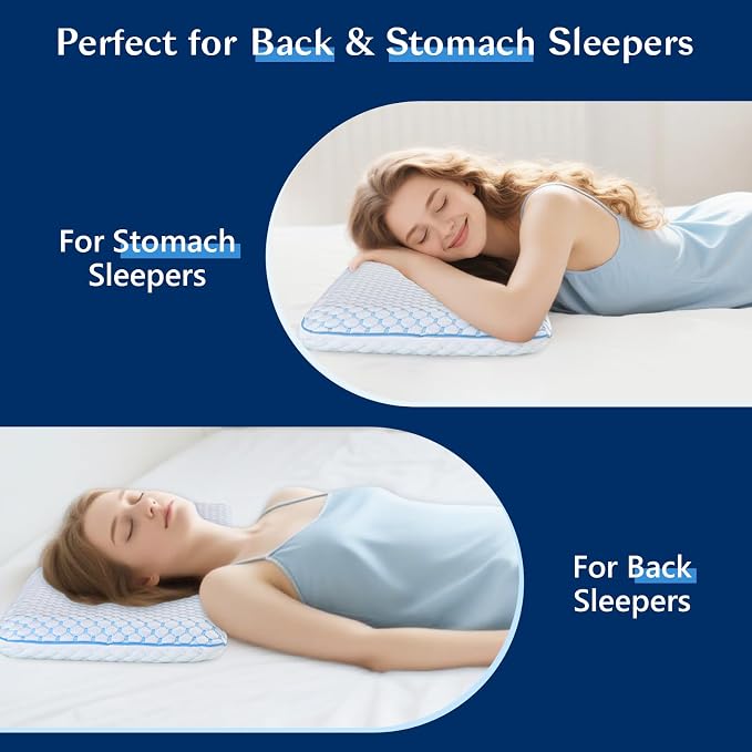 Stomach Sleeping Pillow for Shoulder and Neck Pain Relief, Thin Pillow for - Image 6
