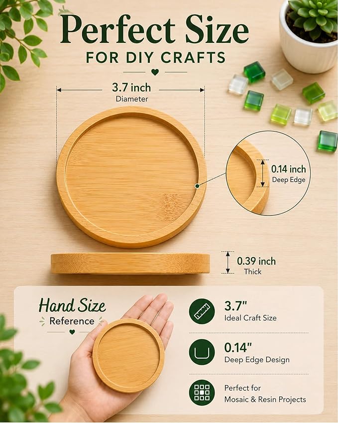 Bamboo Coasters for Crafts, DIY resin projects, classroom crafts, handmade - Image 4