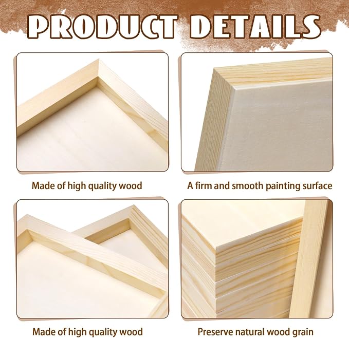 FSWCCK 10 Pack 8 x 8 inch Wood Panel Boards, Unfinished Wood Canvas Panels - Image 3