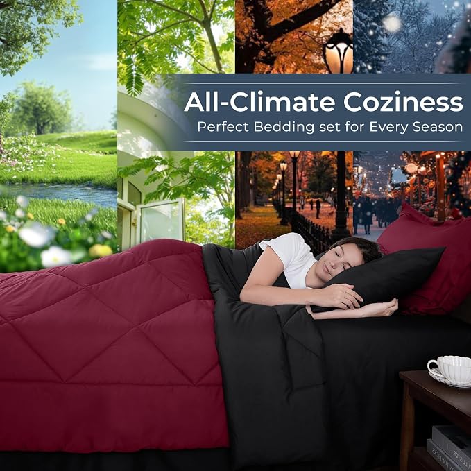 HEVUMYI Red & Black Full Comforter Set - Image 3