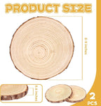 FSWCCK 2 Pack Nature Unfinished Round Wood Slices, 8-9 Inches Wooden Circle - Image 2