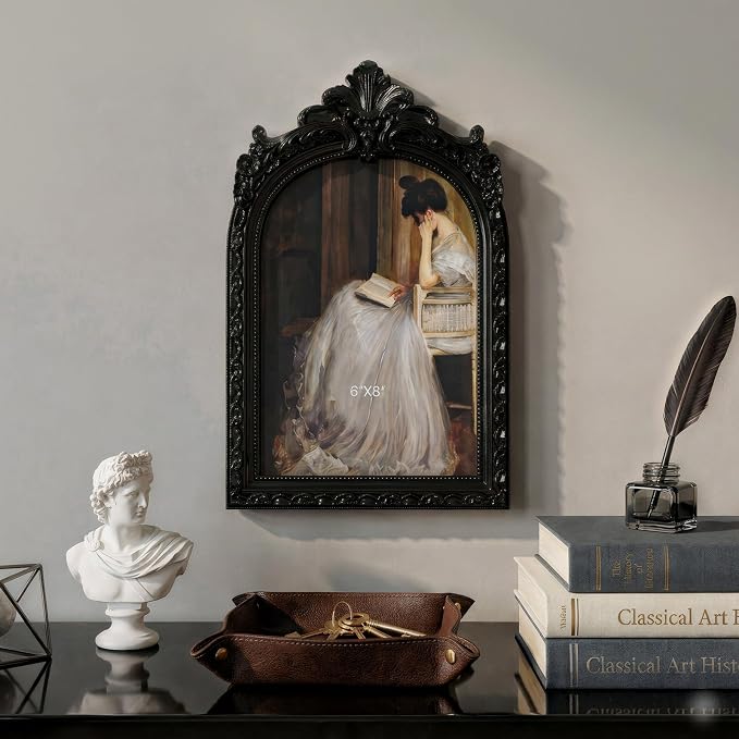 Cuspin Vintage Picture Frame 6x8 Black Frame, Ornate Resin Photo Frame - Image 3