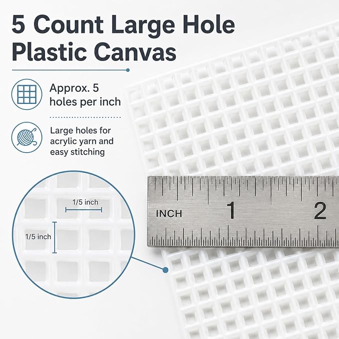 YOUNTHYE 10 PCS 5 Count Plastic Canvas Sheets, 21 x 13.1 Inch Large Hole - Image 4