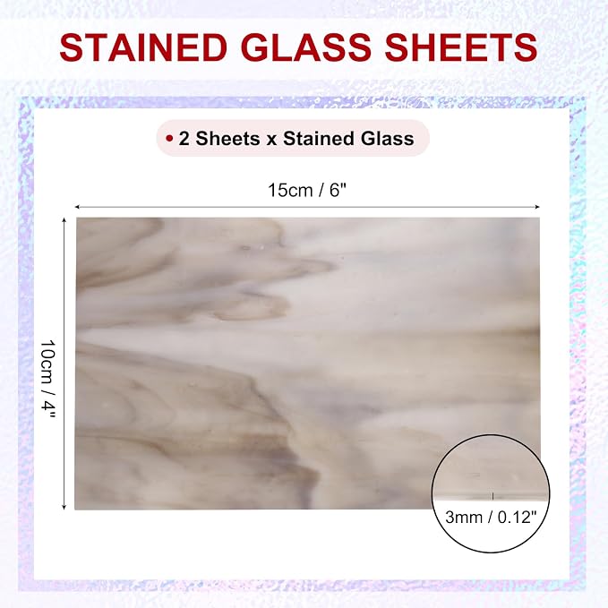 PATIKIL 4 x 6 Inch Transparent Stained Glass Sheets, 2 Sheets Mosaic Glass - Image 2