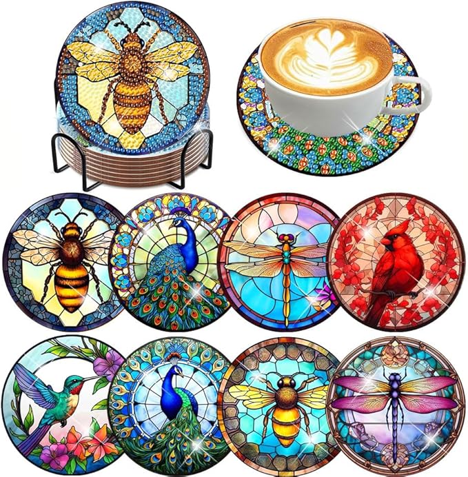 ijbnhd 8 Pcs Animals Diamond Painting Coasters | by ijbnhd