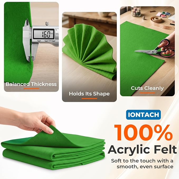IONTACH 18" X 18" Soft Felt Sheets 1.6mm Thick | Acrylic Felt Fabric Sheets - Image 3