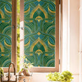 16“x118 Abstract Boho Peacock Green Vintage Double Side Window Films Art by Unknown