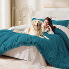 Andency Turquoise Comforter Set Queen, 3 Pieces Boho Teal Tassel Lightweight - Image 3