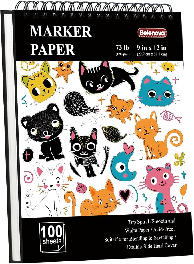 Belenova 9" x 12" Marker Paper Pad, 100 Sheets leedproof Drawing Paper by Unknown
