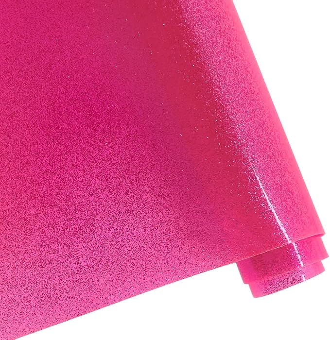 ONEART | Pink Transparent Glitter Vinyl Roll, 0.7 mm Solid Clear PVC Jelly - Image 2