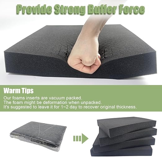 4 Pack Gun Case Foams-16 x 12 x 2 Inch Pick and Pluck Shadow Packing Foam Sheets - Image 4