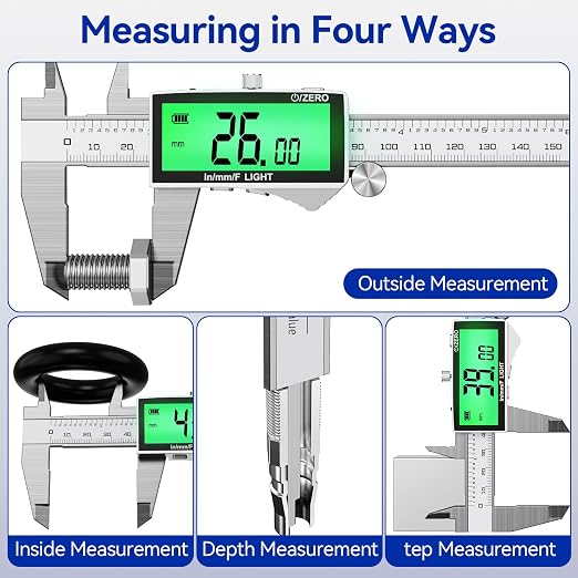 Rechargeable Digital Caliper 6 Inch, High-Precision Stainless Steel Vernier - Image 5