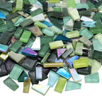 LITMIND 1.1LB Green Mixed Irregular Glass Scraps Mosaic Tiles by LITMIND