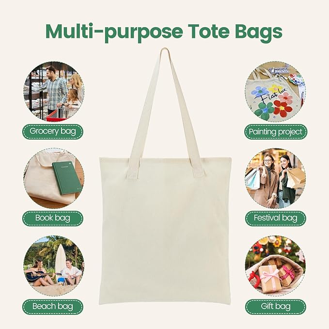 Carbrea 12 Pack Large Canvas Tote Bag - Image 7