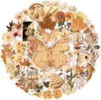 50 Pcs Dried Flower Stickers Aesthetic Autumn PET Transparent Stickers Vintage by Unknown
