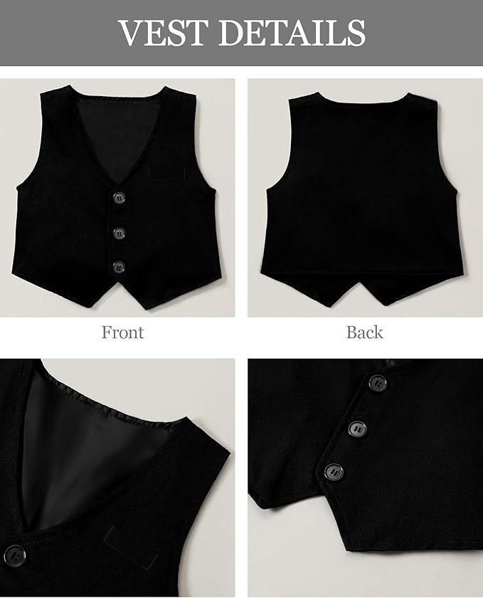 Baby Boy Clothes Gentleman Baby Suit Long Sleeve Romper+Vest+Bow Tie+Corsage 4Pcs Boys Formal Jumpsuit