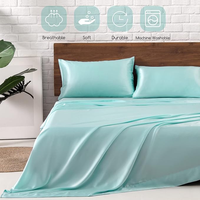 MR&HM Satin Bed Sheets, Twin XL Size Sheets Set - Image 5