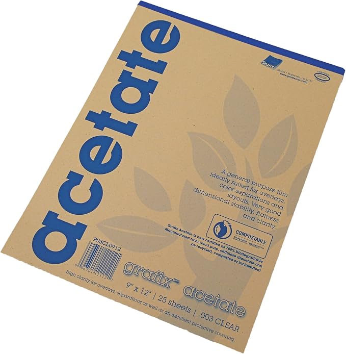 Grafix Acetate Pad, 9 x 12 Inches, 25 Sheets by Grafix