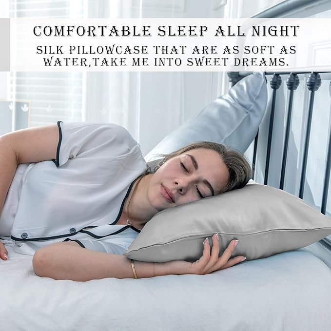 Silk Pillow Cases 2 Pack, Soft Breathable and Sliky Standard Size Pillow Cases - Image 6