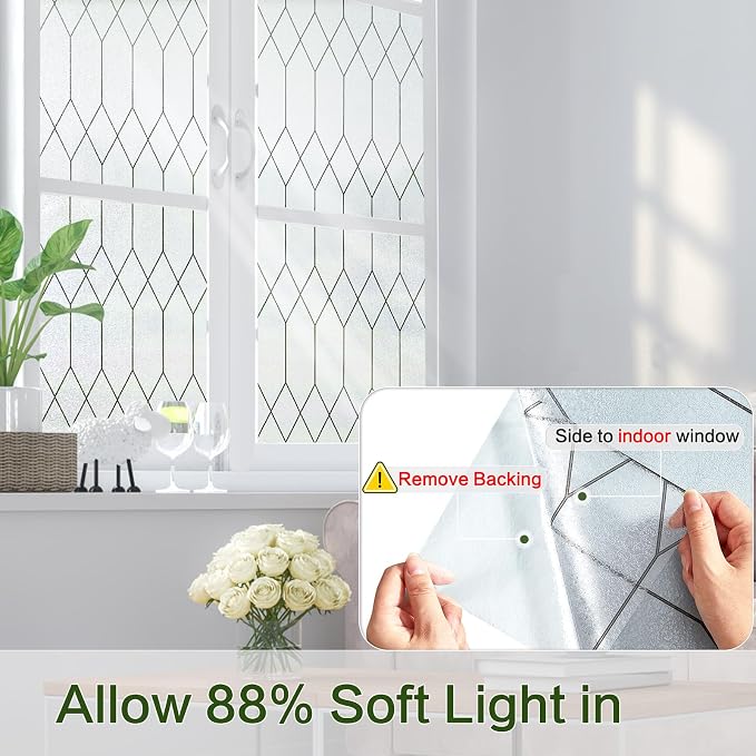 Windimiley Window Privacy Film Stained Glass Static Clings, Bathroom Frosted - Image 3