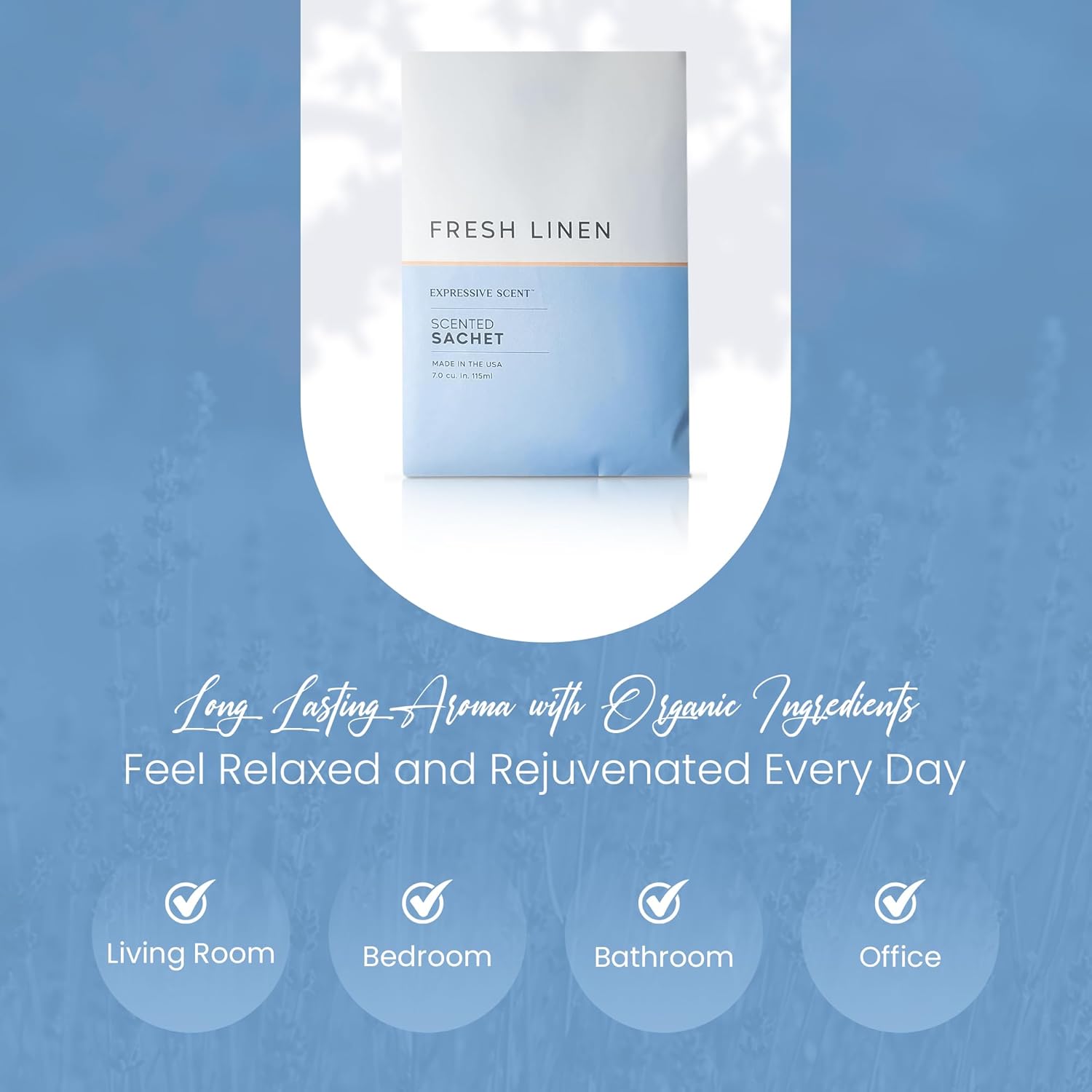 6 Pack Fresh Linen Large Scented Sachet Envelope by Expressive Scent