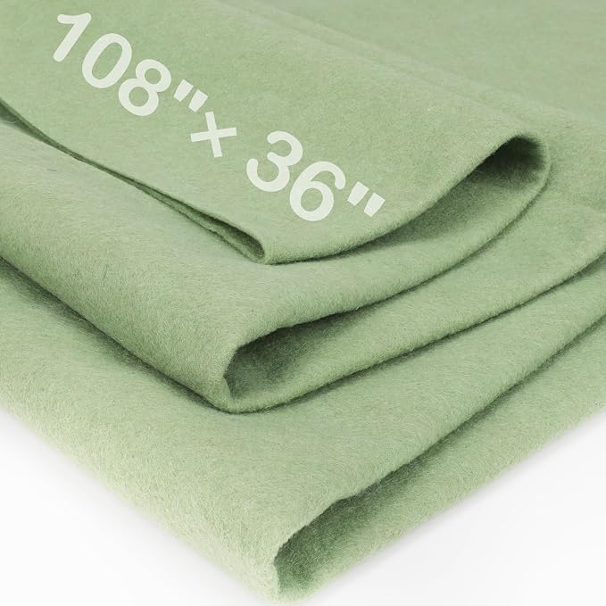 XSEINO Sage Green Large Felt Fabric 108" X 36 ", 1.4 mm Thick Soft Felt Fabric by XSEINOiscreating%EF%BC%81