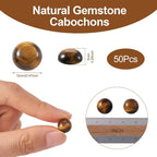FASHEWELRY 50Pcs Natural Tiger Eye Cabochons Flat Back Gemstone Cabochons 12mm - Image 5